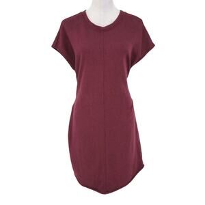 Athleta Dress Womens Medium Burgundy Embrace Sweatshirt Tie Waist Belt Pocket